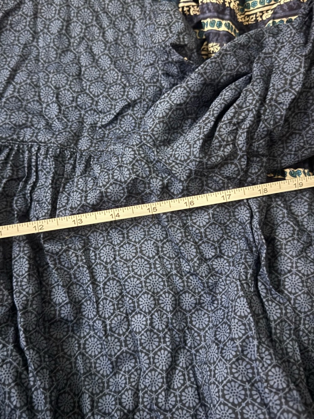 Anna Sui x Uniqlo Blue Boho Midi Dress Small Cotton Peasant Cottagecore - Picture 7 of 8